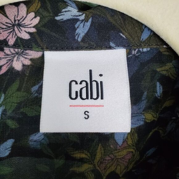 cABi Sheer Hillside Black Floral Ruffle Floret Blouse Size Small - Picture 3 of 6